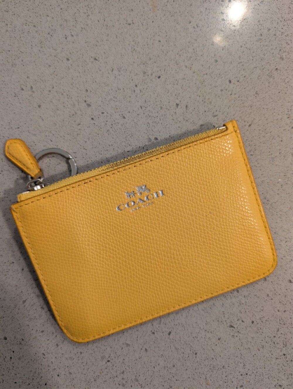 1003 Coach Leather Zip Wallet Yellow Compact Design - Like New